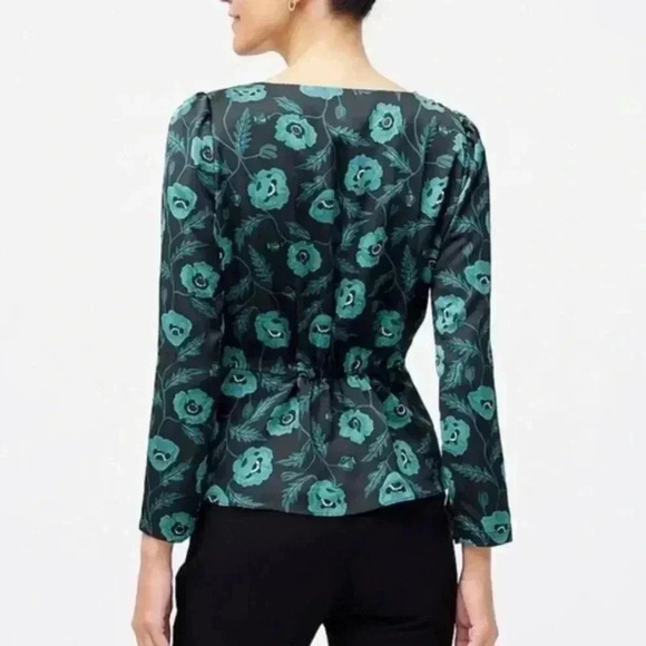 J.Crew Floral Peplum Peasant Cottage Core Top - Picture 2 of 6